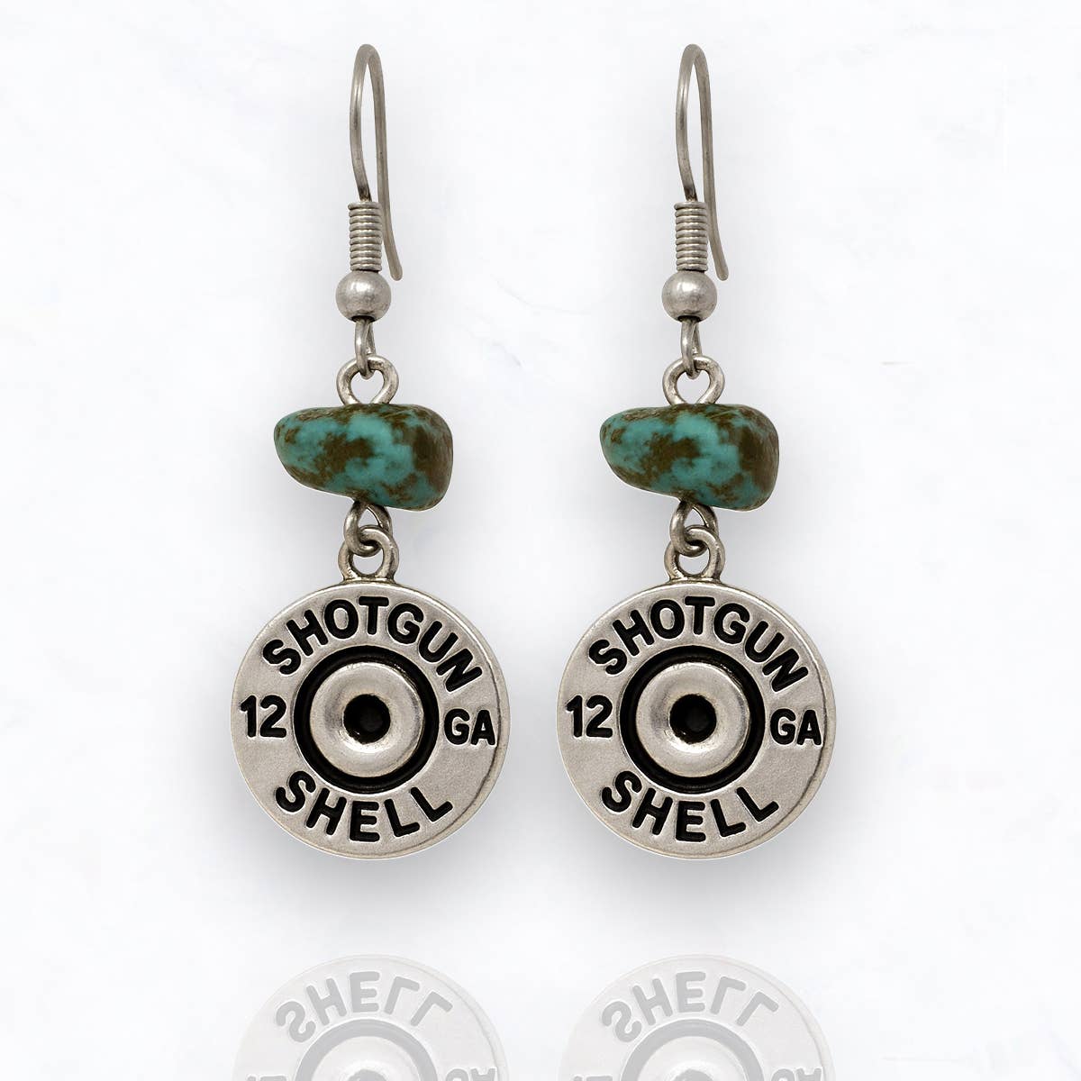 Shotgun Shell Earrings with Turquoise Bead