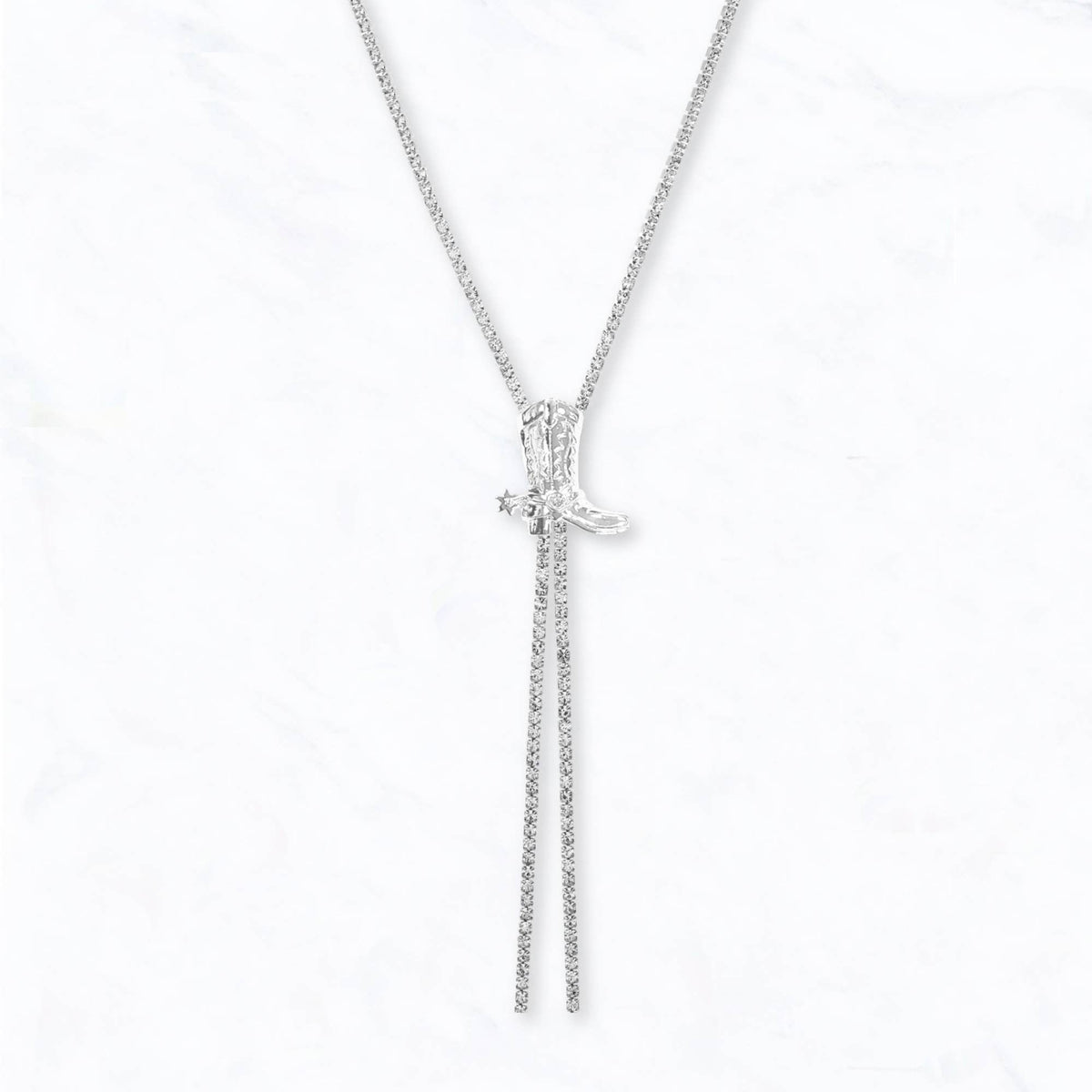Adjustable Crystal Bolo Cowboy Boot Necklace
