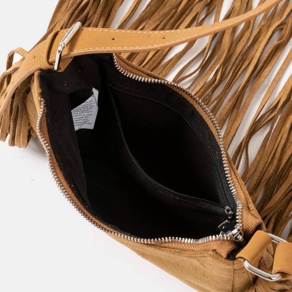 Suede Fringe Crossbody Bag