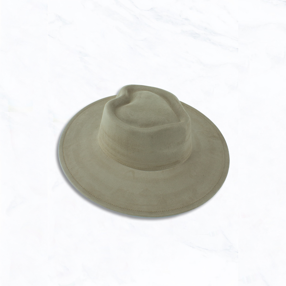 Suede Wide Brim Fedora Hat with Heart Pinched Crown