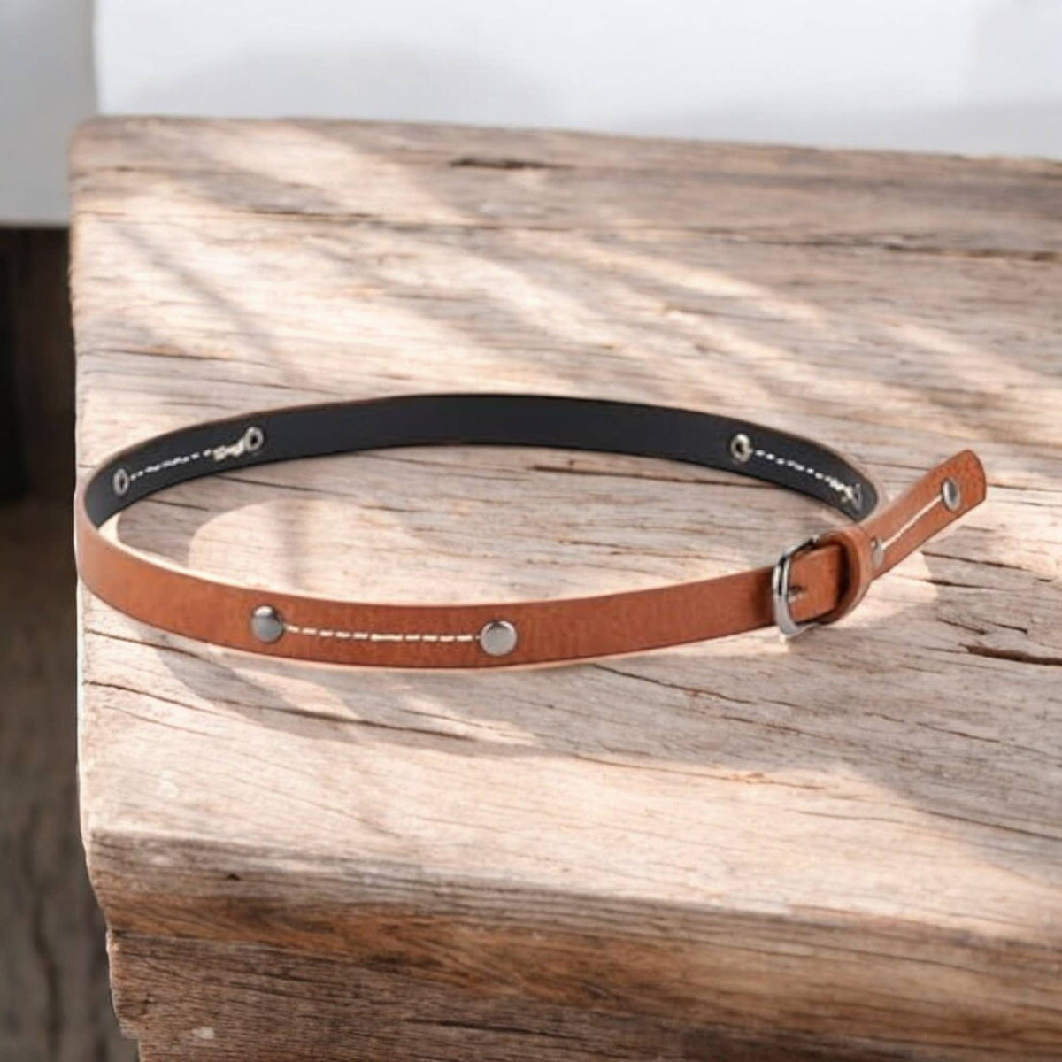 Hat Band Textured Faux Leather w/ Stitching