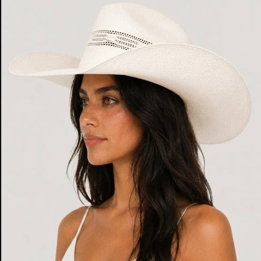 Woven Straw Vented Cowboy Hat
