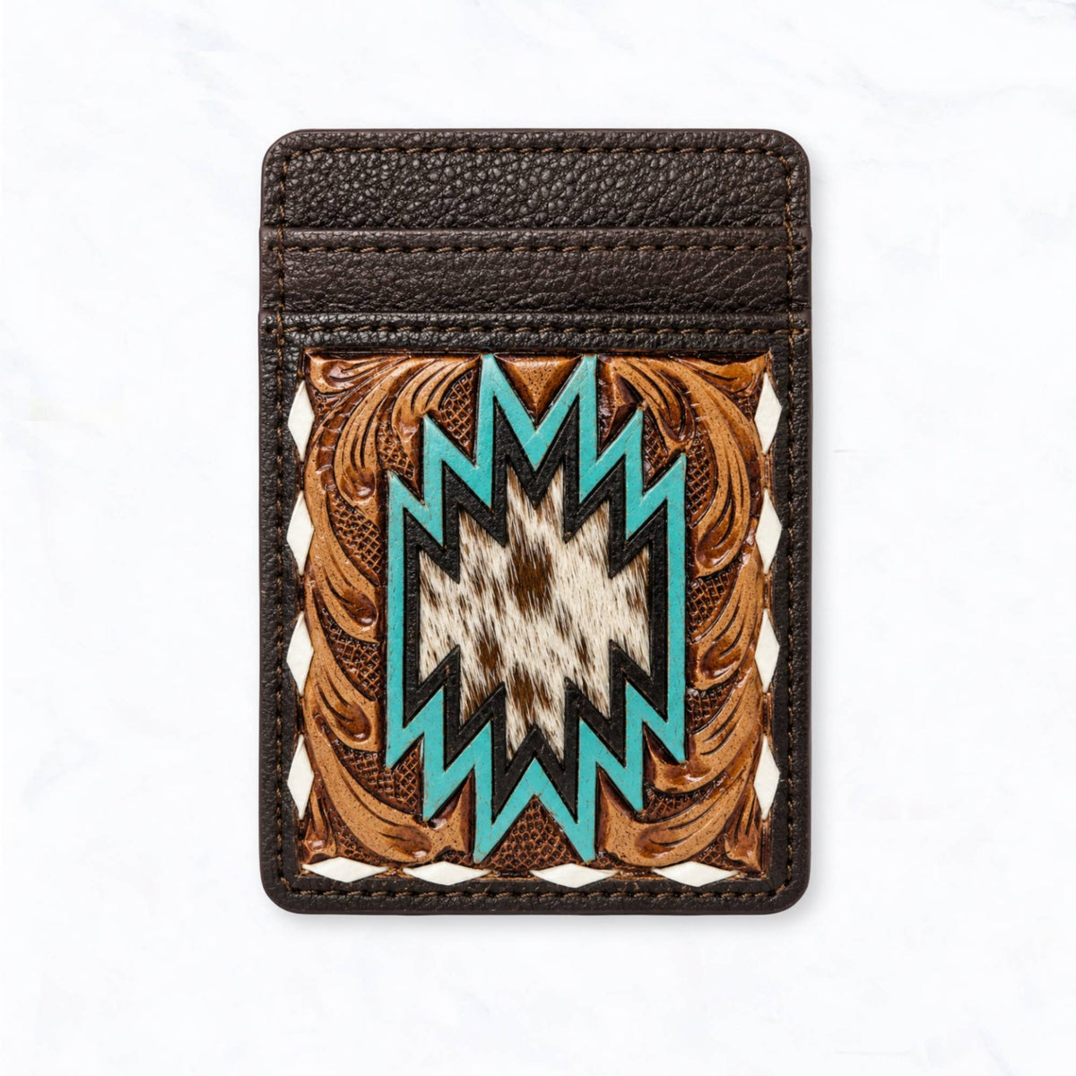 Southwest Fur Hide Leather Card Holder Wallet