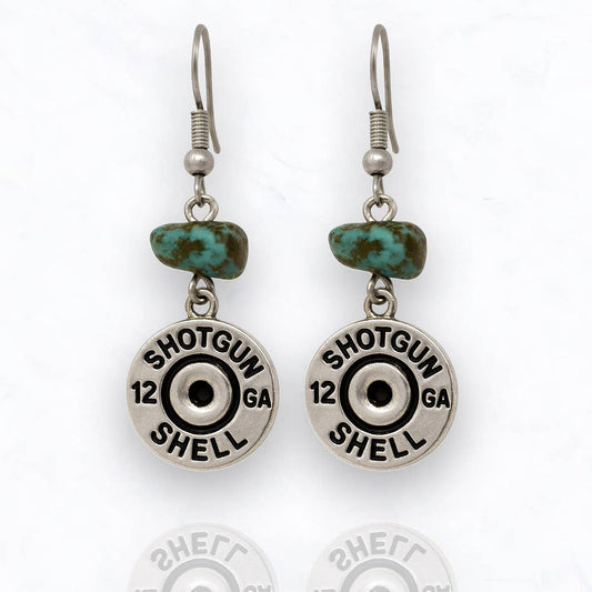 Shotgun Shell Earrings with Turquoise Bead
