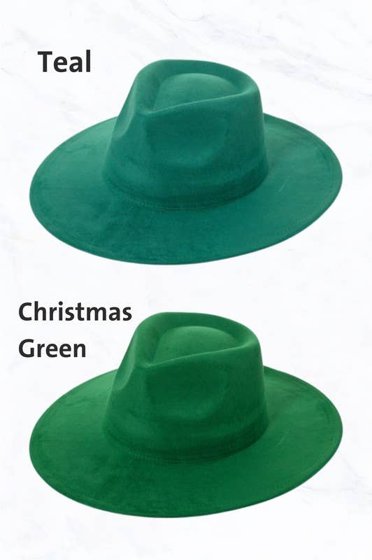 Suede Large Eaves Teardrop Top Fedora Hat