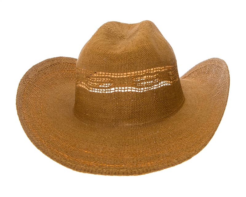 Woven Straw Vented Cowboy Hat - 4 Colors