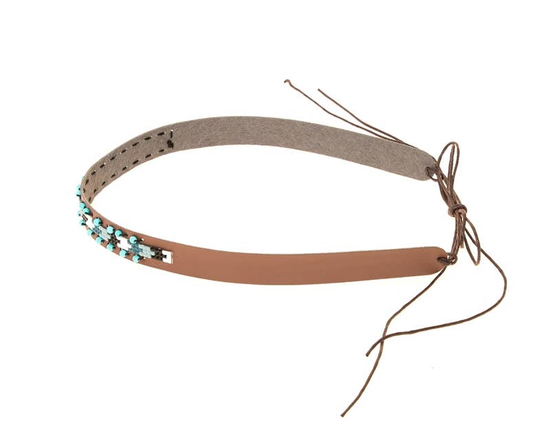 Hat Band - Leather with Tribal Beadwork - New!