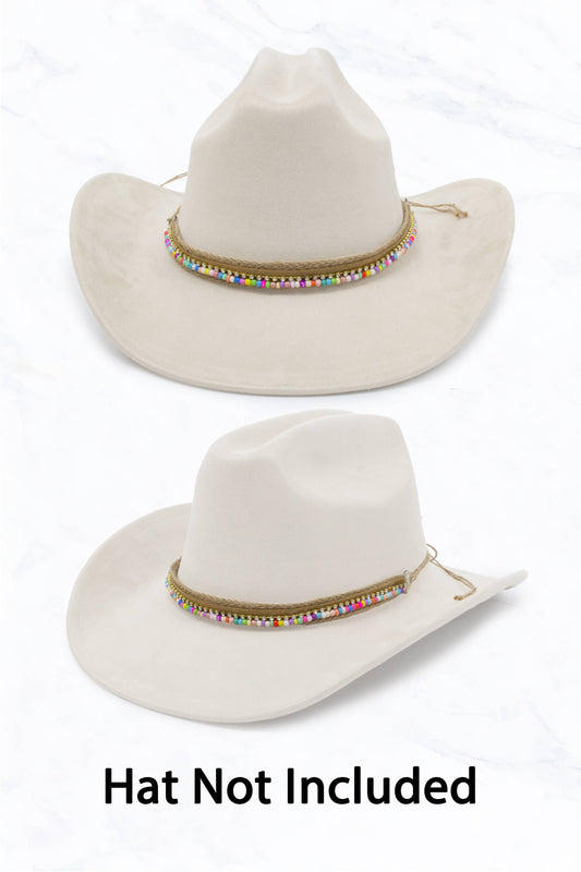 Colorful Beaded Hat Band With Rhinestone Accents