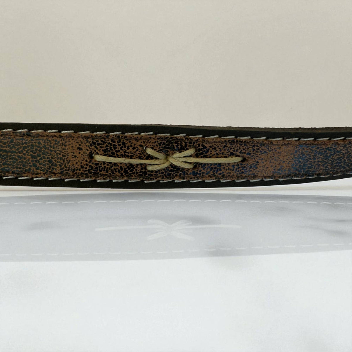 Handmade Hat Band Vintage Brown Leather with Stitch Detail