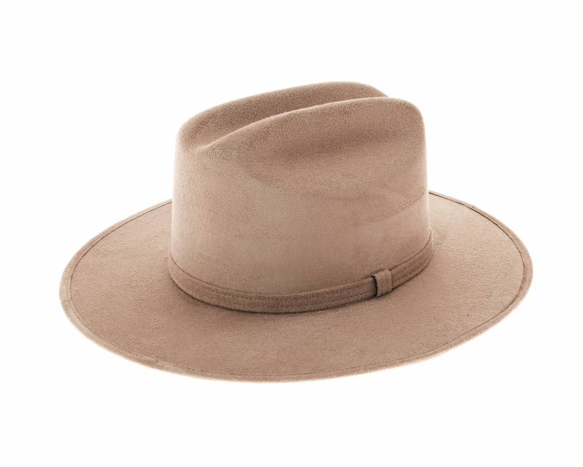 Flat Brim Western Rancher Hat - Premium Vegan Suede
