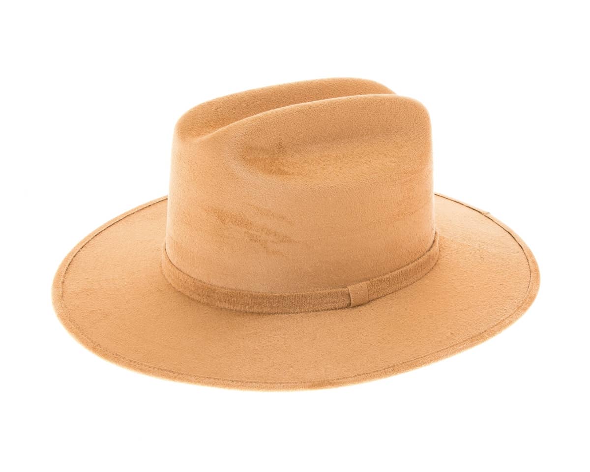 Flat Brim Western Rancher Hat - Premium Vegan Suede