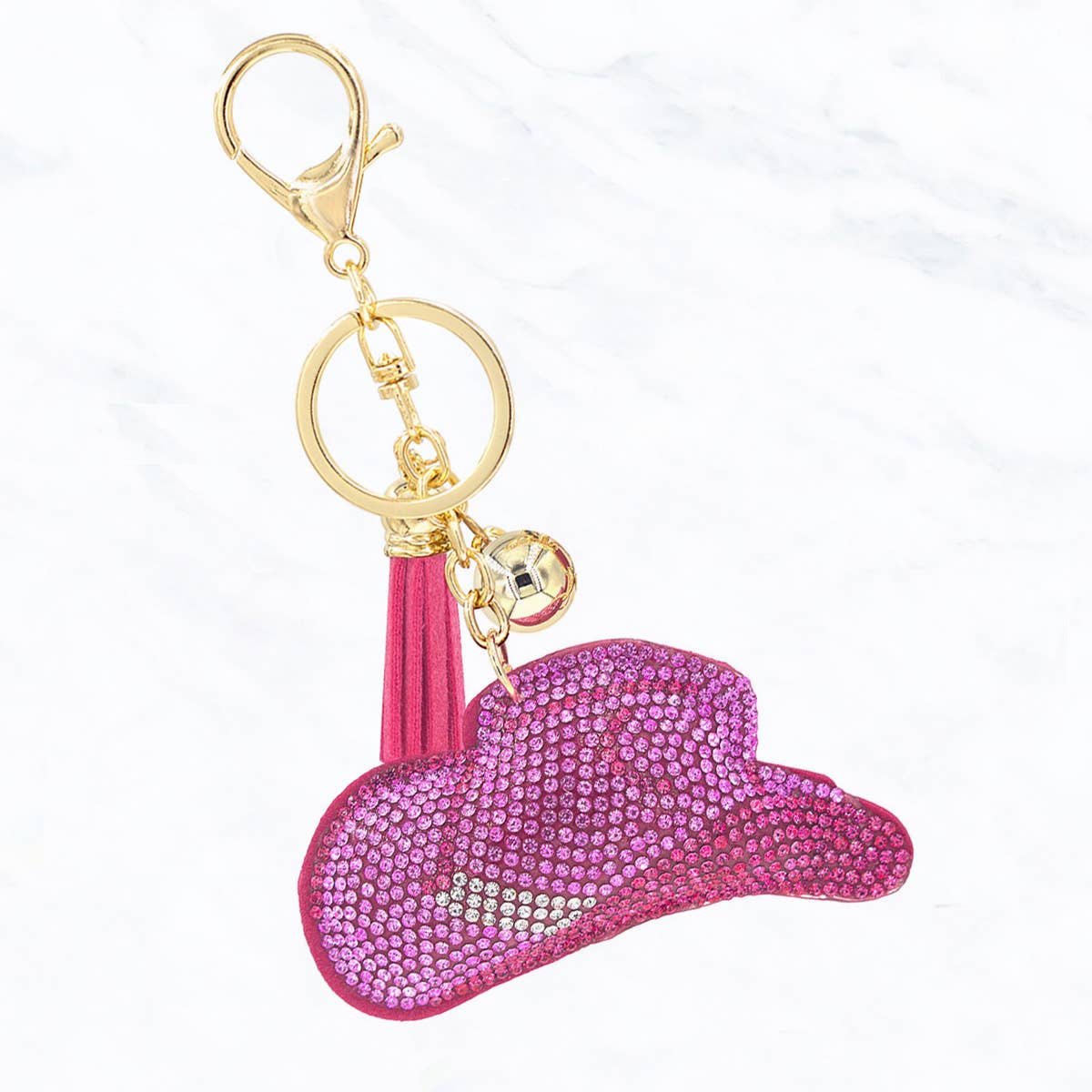 Glittering Stone Cowboy Hat Cushion Keychain