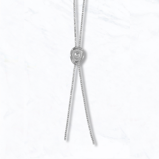 Adjustable Crystal Bolo Cowboy Hat Necklace