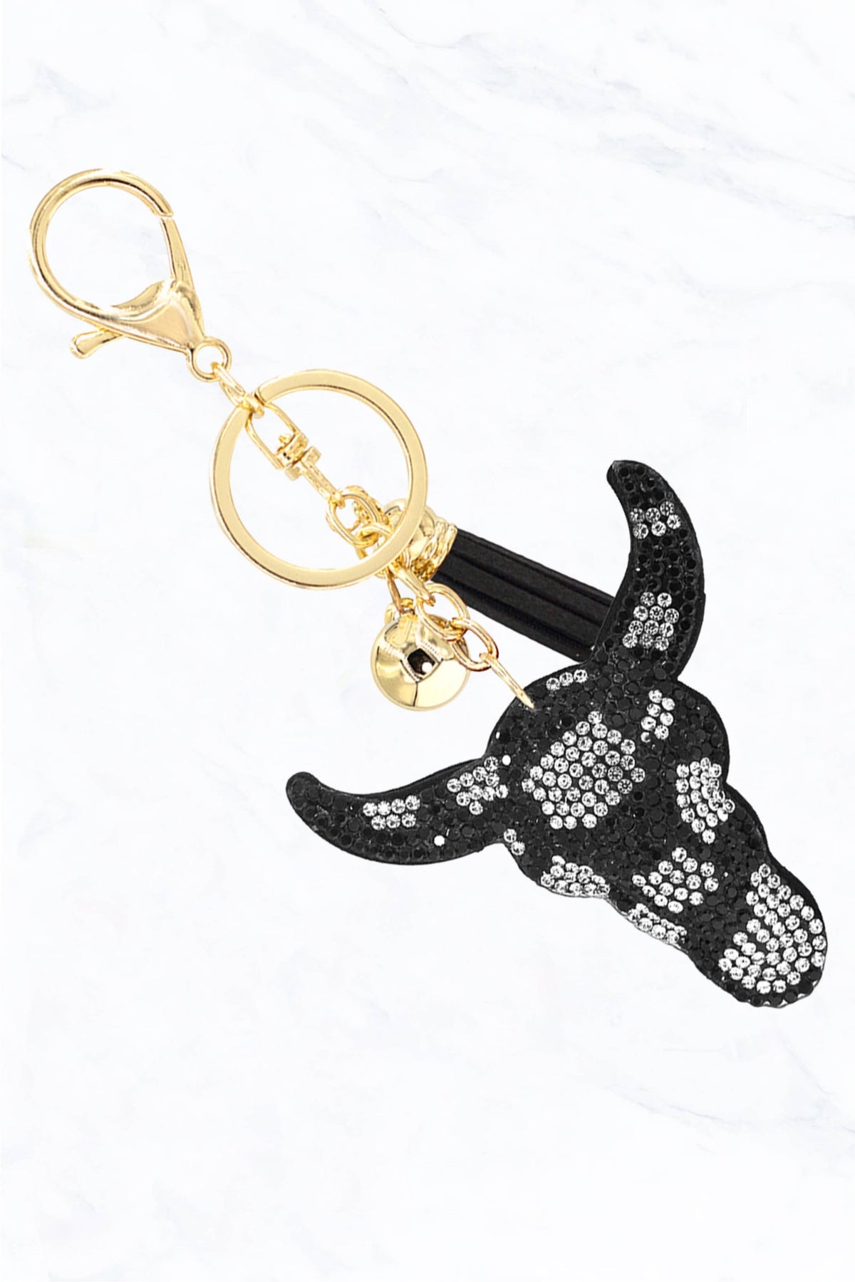 Glittering Bull Skull Cushion Keychain