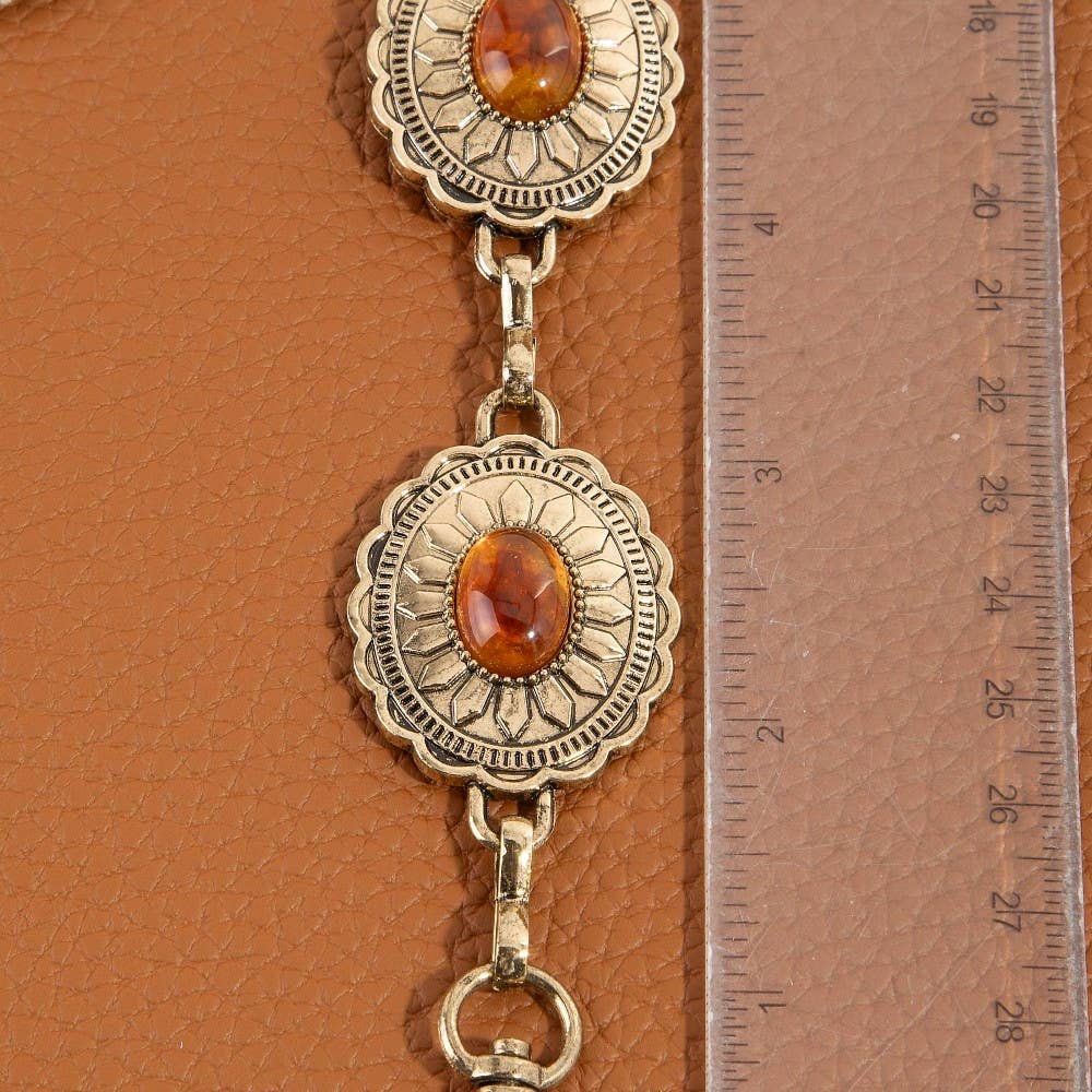 Oval Amber Stud Concho Western Chain Belt