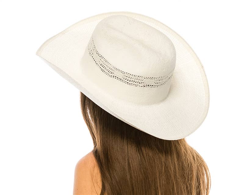 Woven Straw Vented Cowboy Hat - 4 Colors