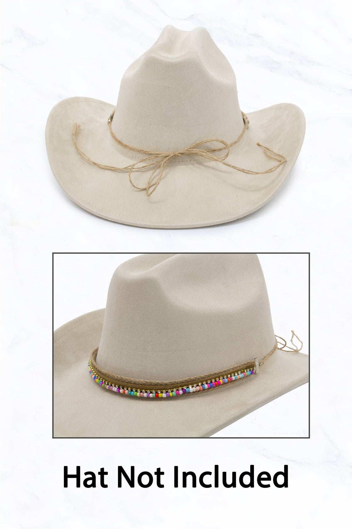 Colorful Beaded Hat Band With Rhinestone Accents