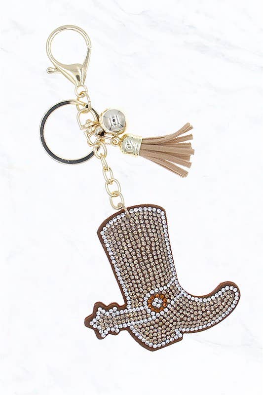 Glittering Cowboy Boot Cushion Keychain