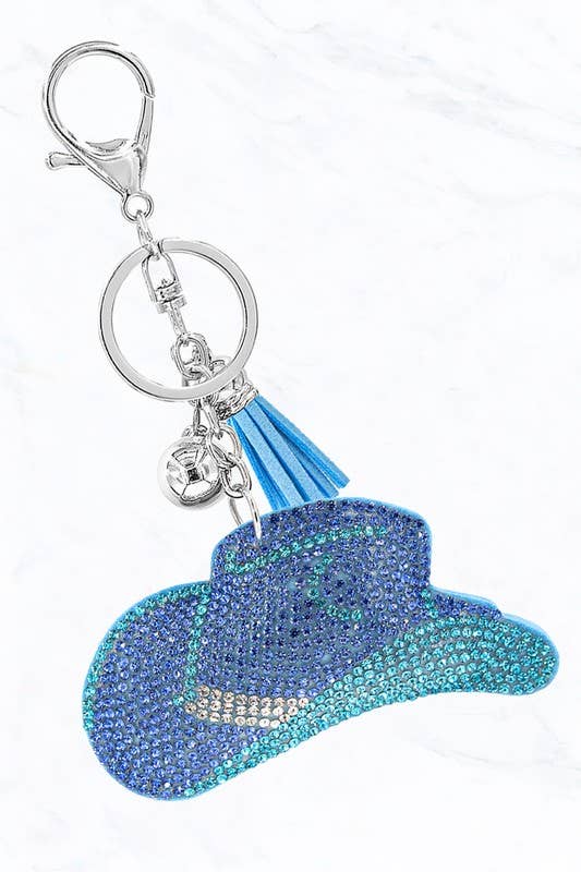 Glittering Stone Cowboy Hat Cushion Keychain