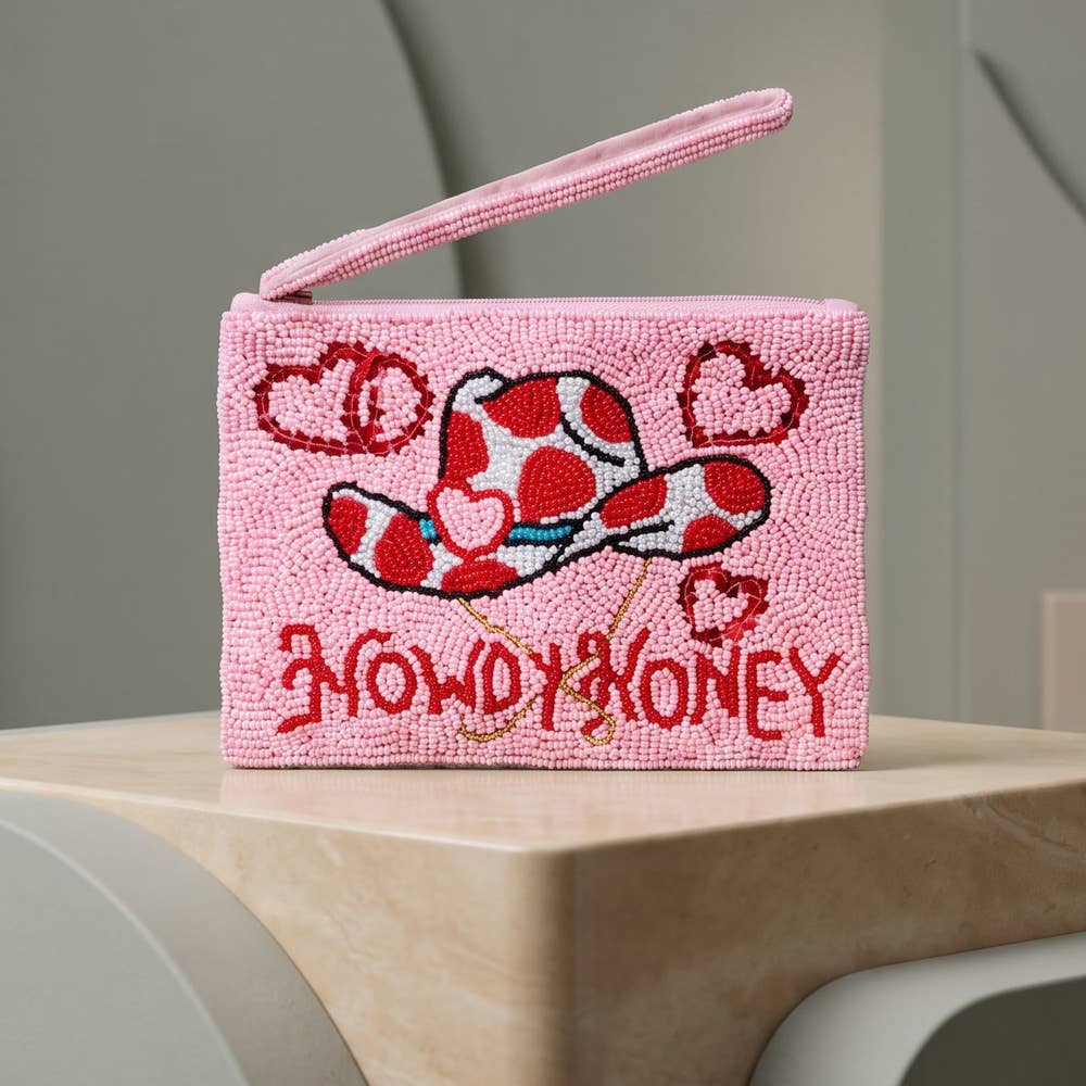 Howdy Honey Cowboy Hat Beaded Zip Pouch
