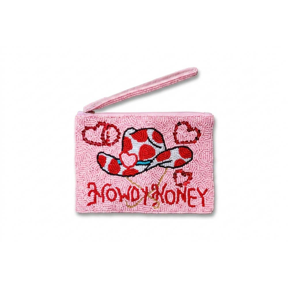 Howdy Honey Cowboy Hat Beaded Zip Pouch