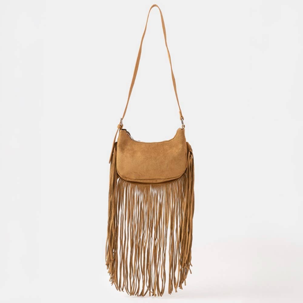 Suede Fringe Crossbody Bag