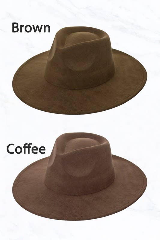 Suede Large Eaves Teardrop Top Fedora Hat