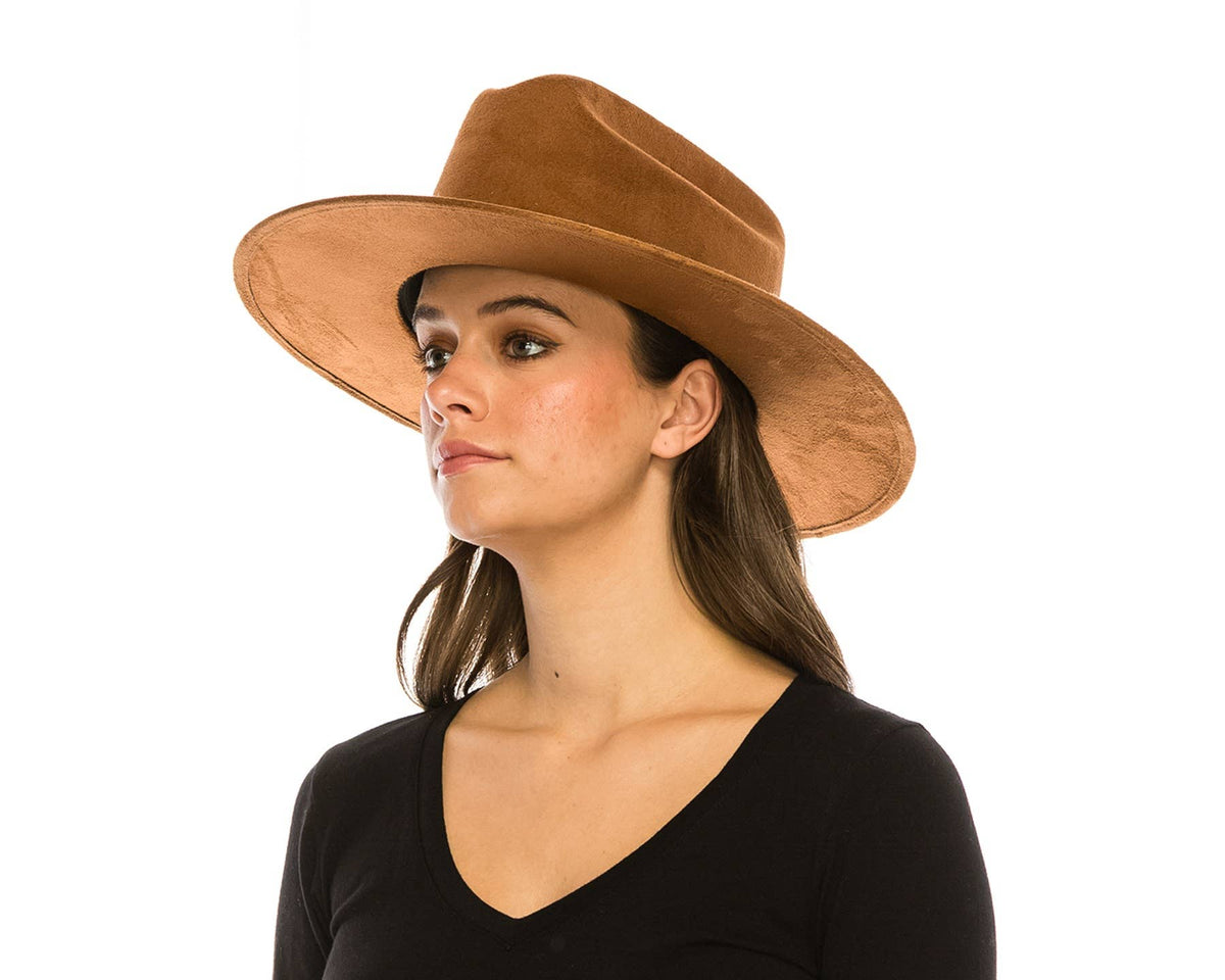 Flat Brim Western Rancher Hat - Premium Vegan Suede