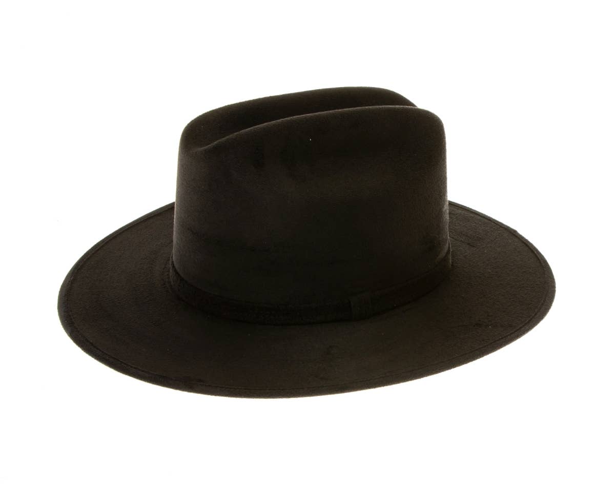 Flat Brim Western Rancher Hat - Premium Vegan Suede