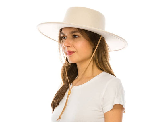 Vegan Felt Bolero Rancher Hat w/ Chin Cord - 3 Colors
