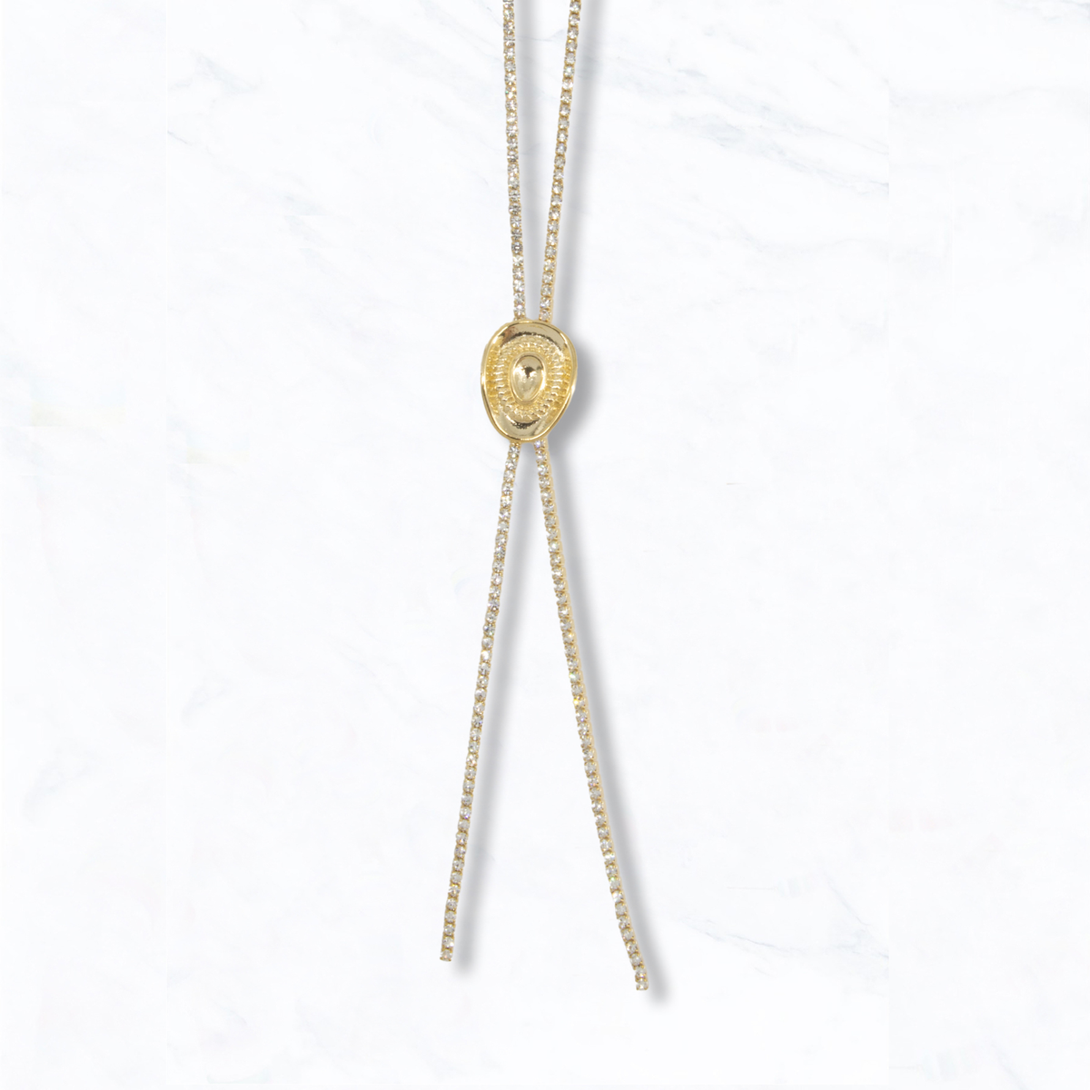 Adjustable Crystal Bolo Cowboy Hat Necklace