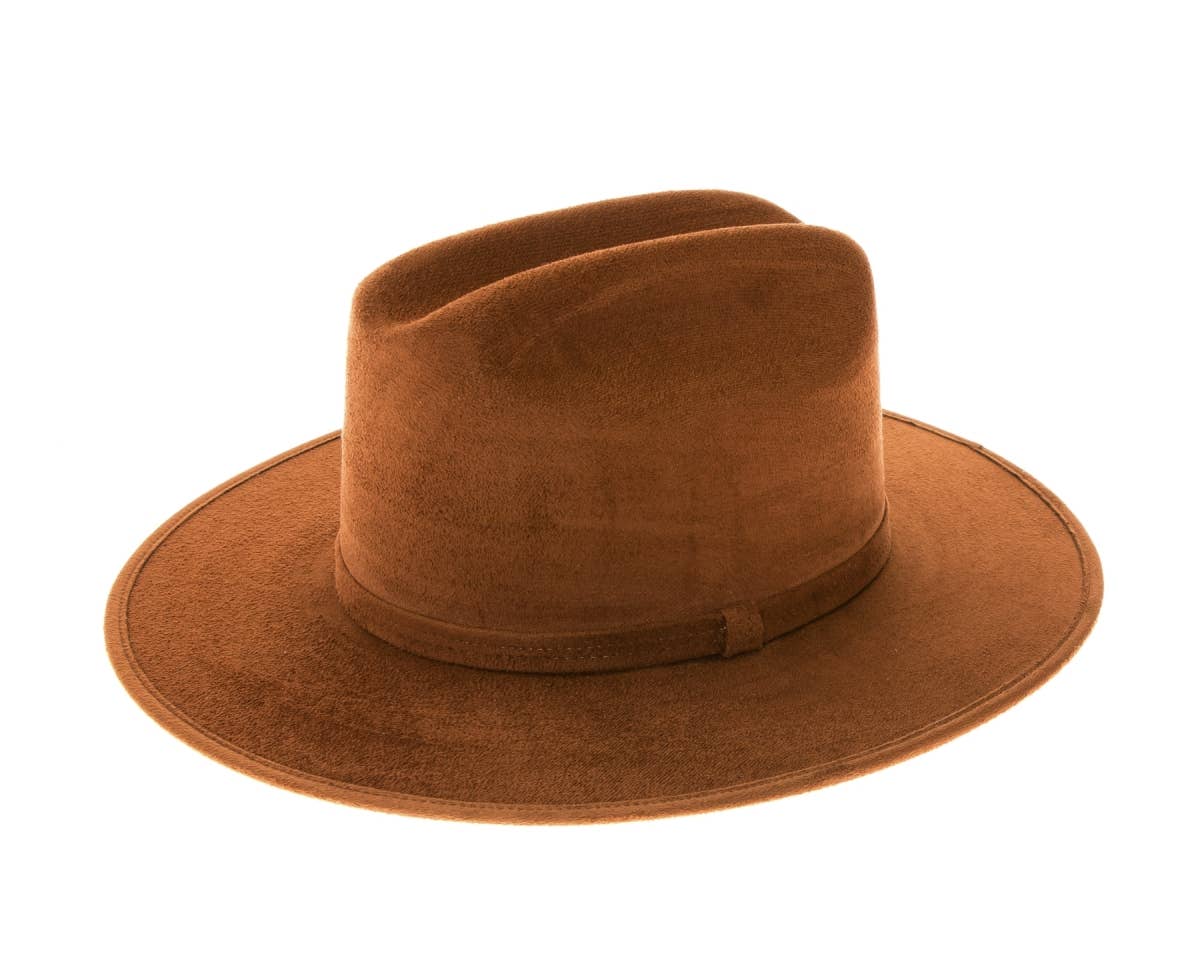Flat Brim Western Rancher Hat - Premium Vegan Suede