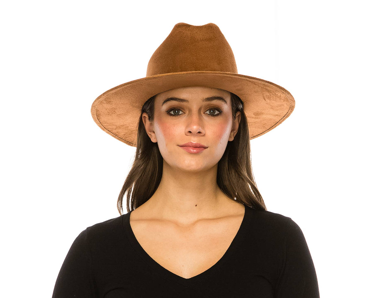 Flat Brim Western Rancher Hat - Premium Vegan Suede
