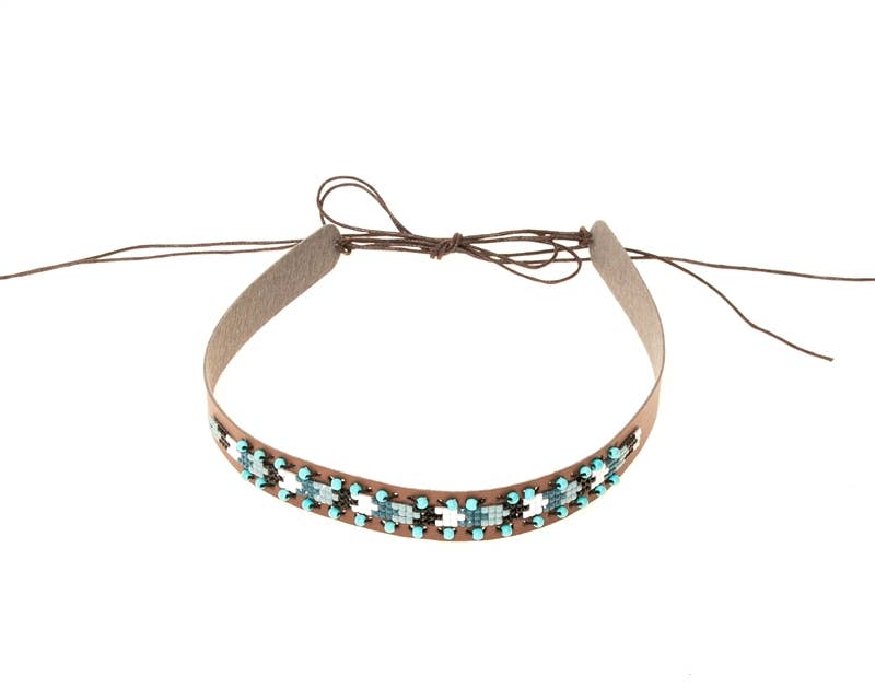Hat Band - Leather with Tribal Beadwork - New!