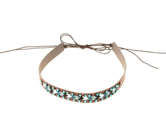 Hat Band - Leather with Tribal Beadwork - New!