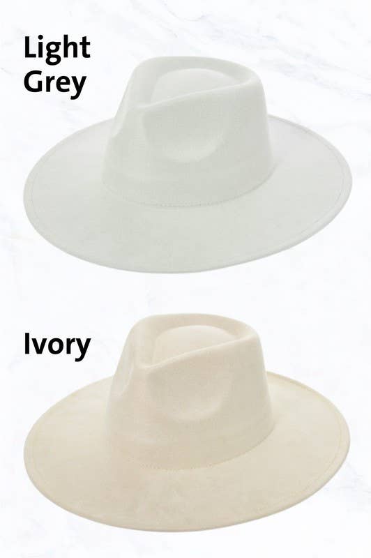 Suede Large Eaves Teardrop Top Fedora Hat