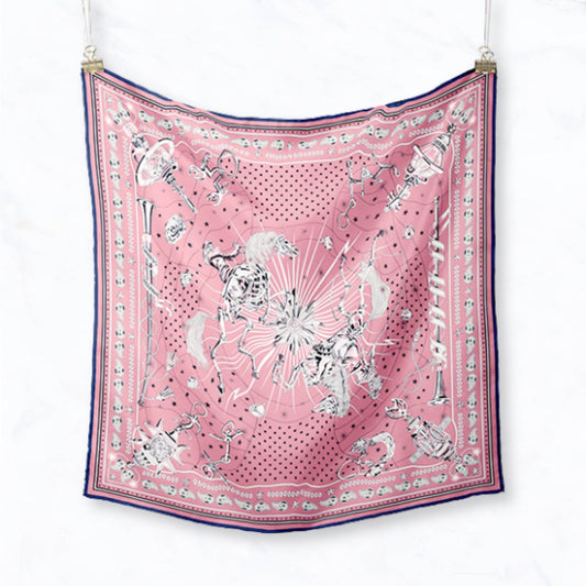 Western Horse & Rodeo Print Silky Square Scarf