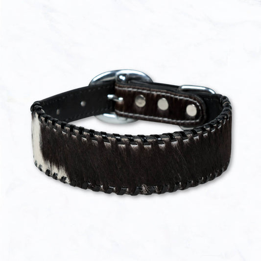 Western Genuine Leather Hair-On Cowhide Dog Collar
