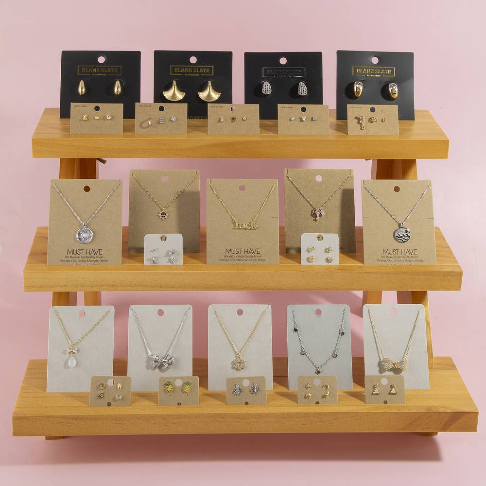 3 Tier Wooden Jewelry Display Stand