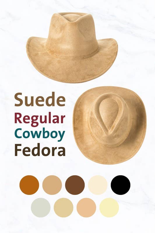 Suede Regular Cowboy Fedora Hat