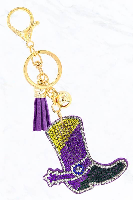 Glittering Cowboy Boot Cushion Keychain