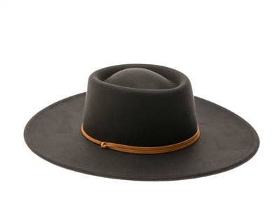 Vegan Felt Bolero Rancher Hat w/ Chin Cord - 3 Colors