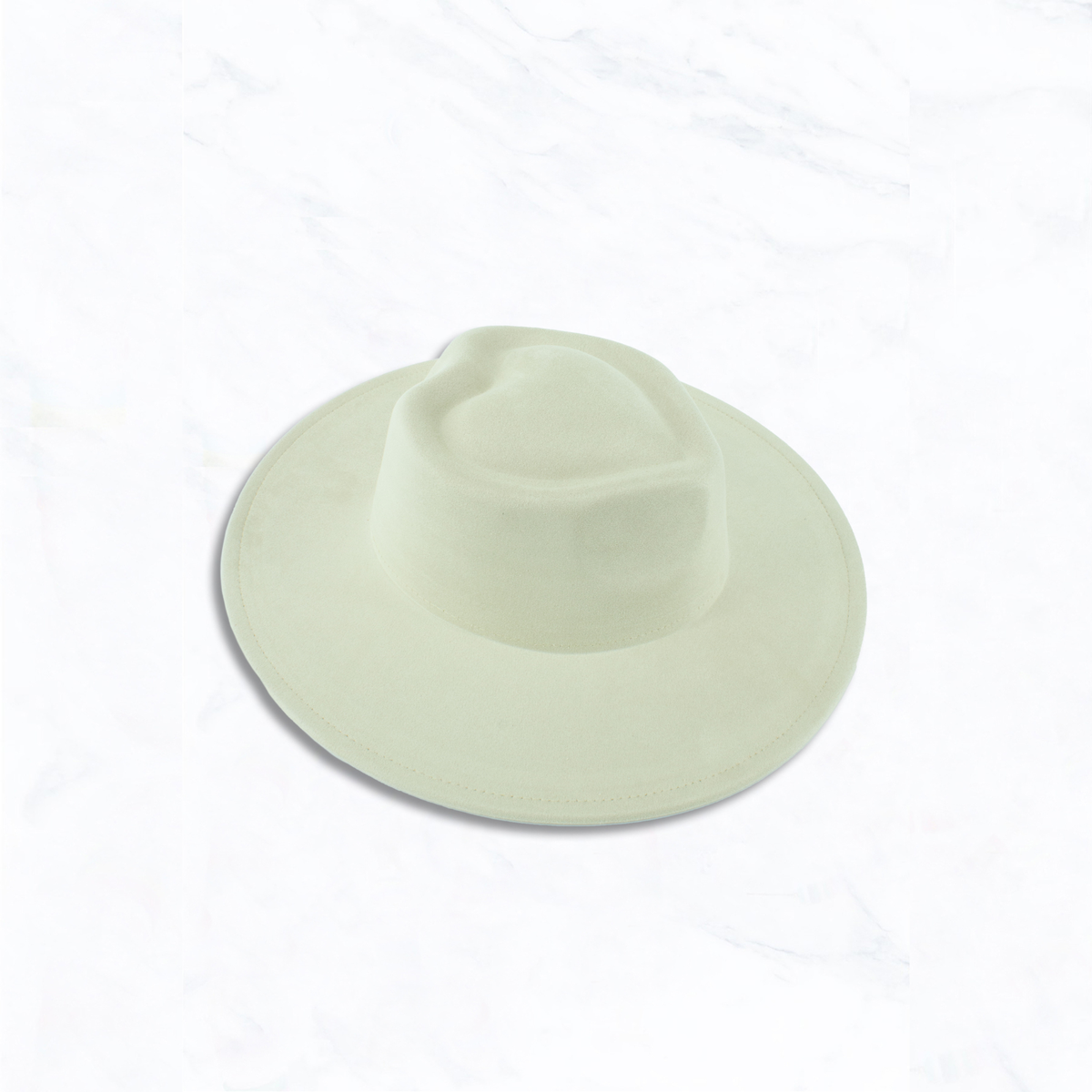Suede Wide Brim Fedora Hat with Heart Pinched Crown