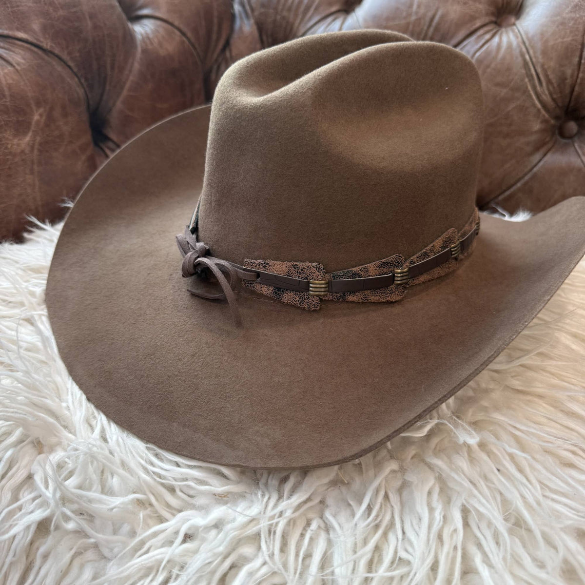 Handmade Vintage Bull Head Concho Accent Western Hat Band