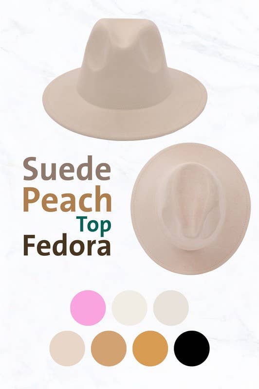 Suede Regular Eaves Peach Top Fedora Hat