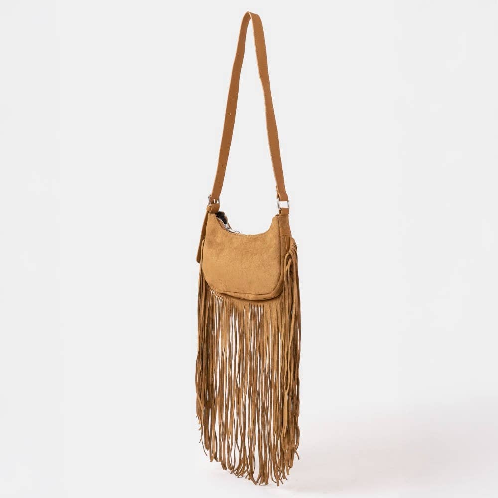 Suede Fringe Crossbody Bag