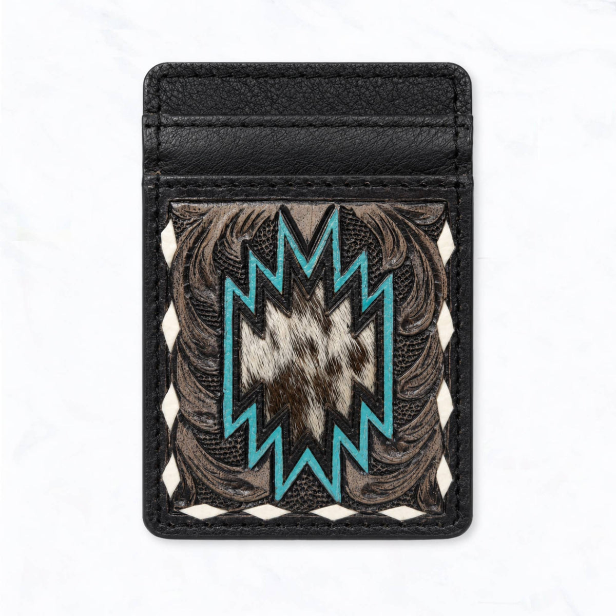 Southwest Fur Hide Leather Card Holder Wallet
